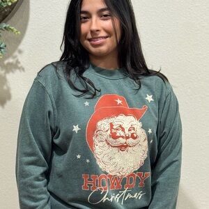 Festive Santa Holiday Sweater - Green and Red